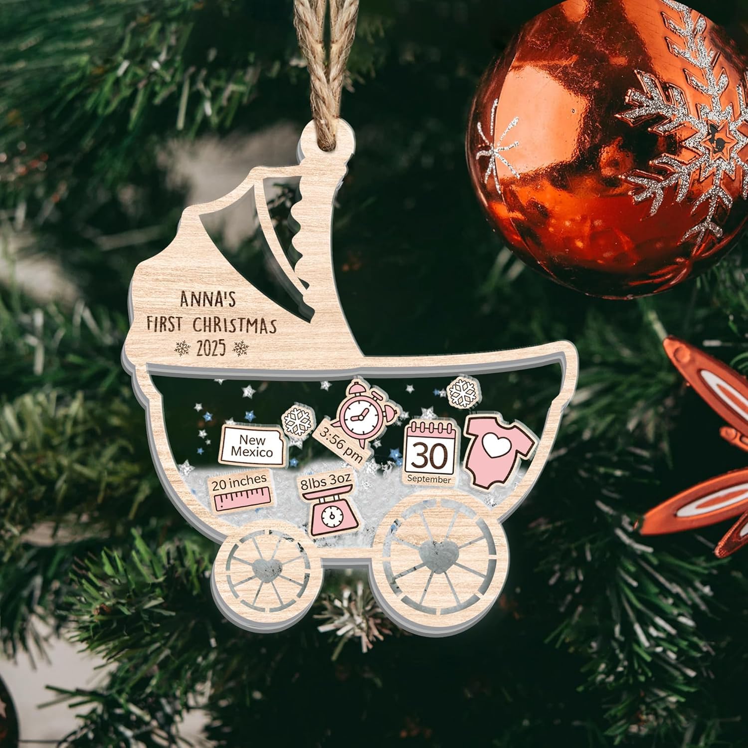 ドイツINGE-GLAS Baby's First Christmas 3個飾り Glass